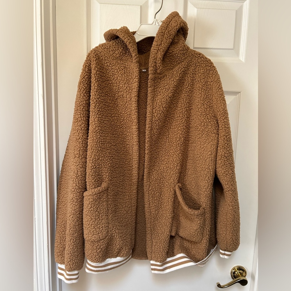 Cozy Brown Sherpa Jacket with Hood